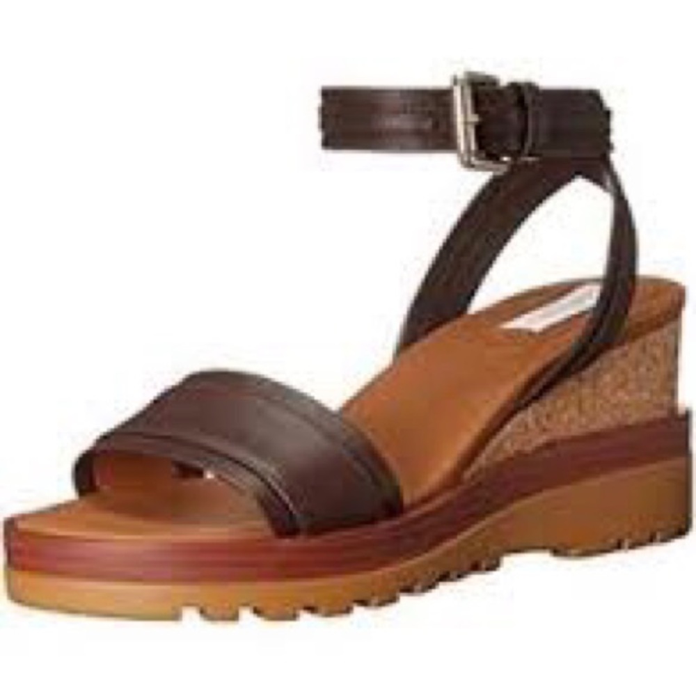 See by Chloe Brown Robin Wedge Ankle Strap Sandal